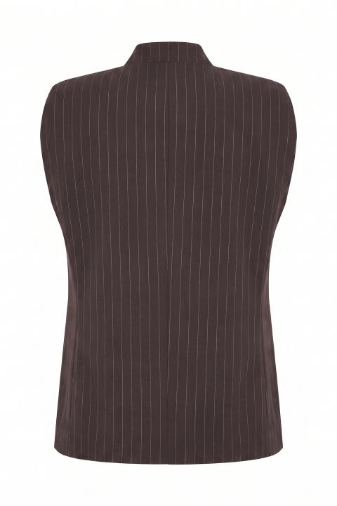 Gilet collo imbuto gessato moro - Autunno - Inverno 2027 | Brend