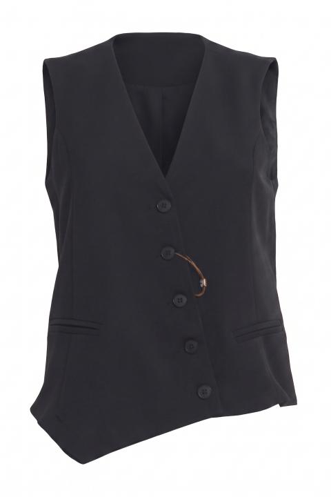 Gilet abbottonatura trasversale nero - Autunno - Inverno 2027 | Brend