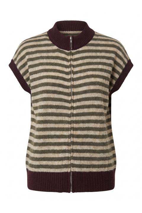 Gilet zip righe militare/vino - Autunno - Inverno 2027 | Brend