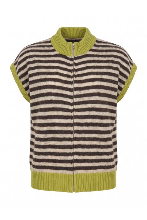 Gilet zip righe moro/pistacchio - Autunno - Inverno 2027 | Brend