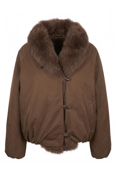 Giubbotto alamari pelliccia caffe' - Autunno - Inverno 2027 | Brend