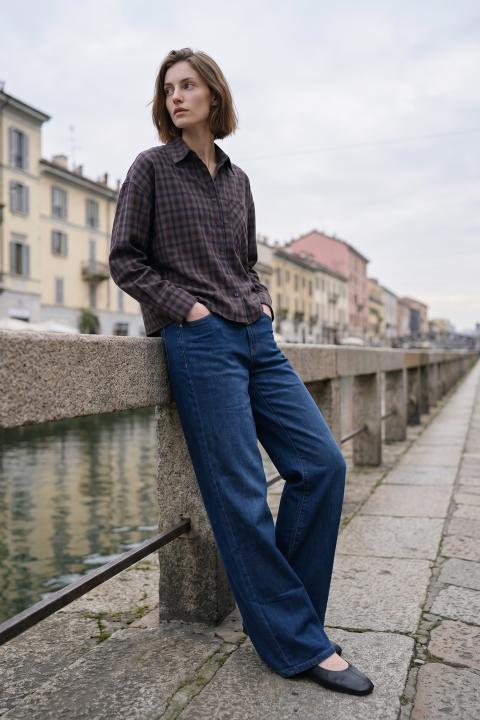 Jeans doppio wide-leg denim scuro - Autunno - Inverno 2027 | Brend