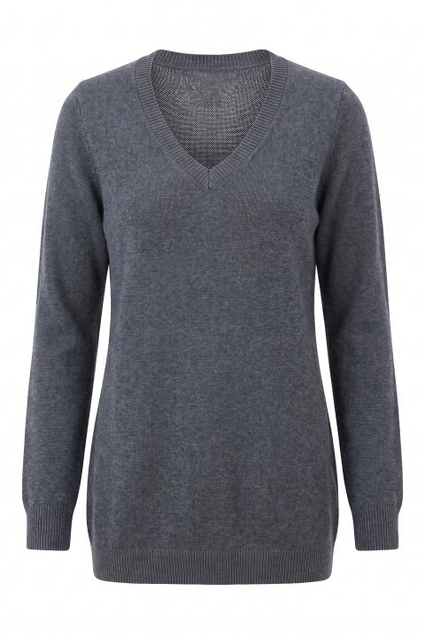 Maglia maxi scollo V grigio medio - Autunno - Inverno 2027 | Brend