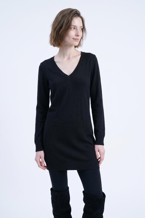 Maglia maxi scollo V nero - Autunno - Inverno 2027 | Brend