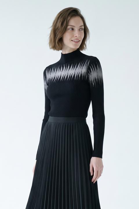 Maglia costine taglio laser nero - Autunno - Inverno 2027 | Brend