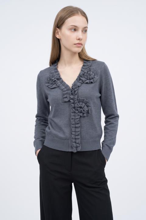 Cardigan rouches grigio medio - Autunno - Inverno 2027 | Brend