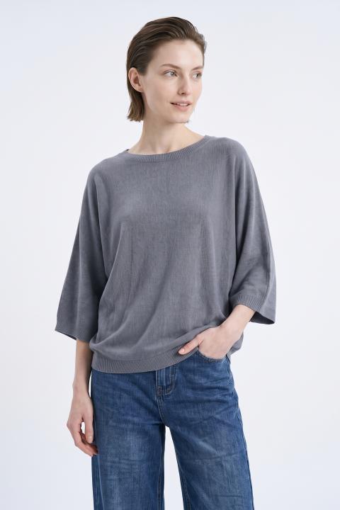 Maglia paricollo manica ampia grigio medio - Autunno - Inverno 2027 | Brend