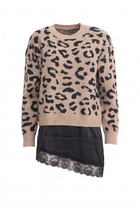 Maglia asimmetrica sottana animalier/nero - Autunno - Inverno 2027 | Brend