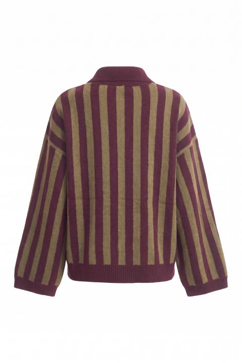 Maglia polo over rigata burgundy - Autunno - Inverno 2027 | Brend