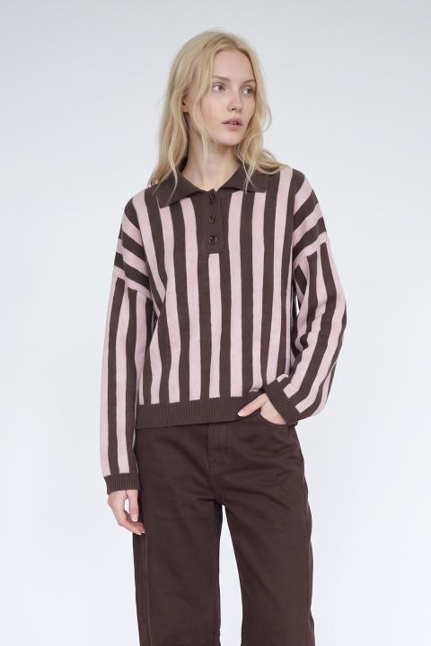 Maglia polo over rigata moro - Autunno - Inverno 2027 | Brend