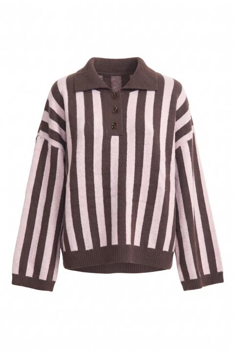 Maglia polo over rigata moro - Autunno - Inverno 2027 | Brend