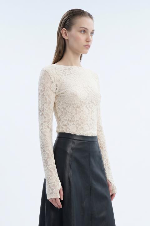 Maglia scollo barca pizzo panna - Autunno - Inverno 2027 | Brend