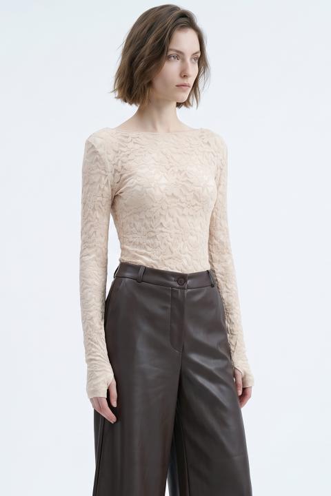 Maglia barca thumbholes pizzo beige - Autunno - Inverno 2027 | Brend