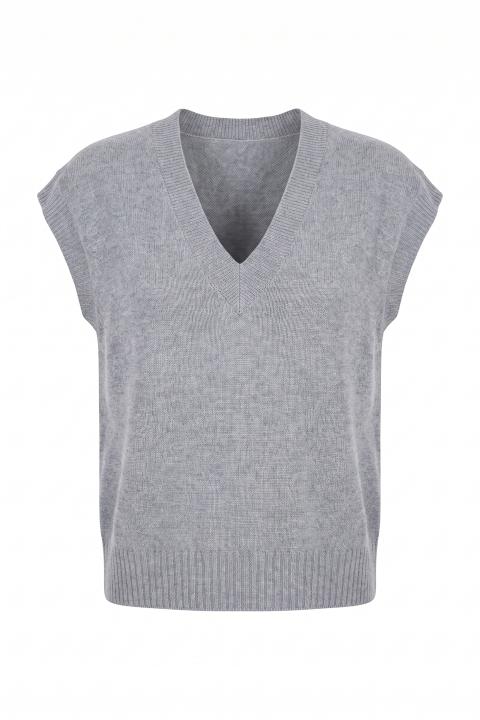 Gilet scollo V grigio chiaro - Autunno - Inverno 2027 | Brend