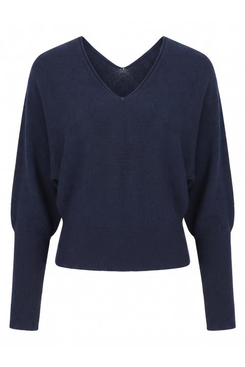 Maglia pipistrello scollo V blu - Autunno - Inverno 2027 | Brend
