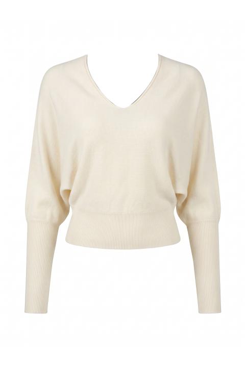 Maglia pipistrello scollo V burro - Autunno - Inverno 2027 | Brend