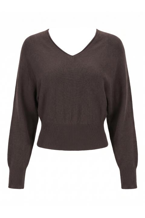 Maglia pipistrello scollo V cioccolato - Autunno - Inverno 2027 | Brend