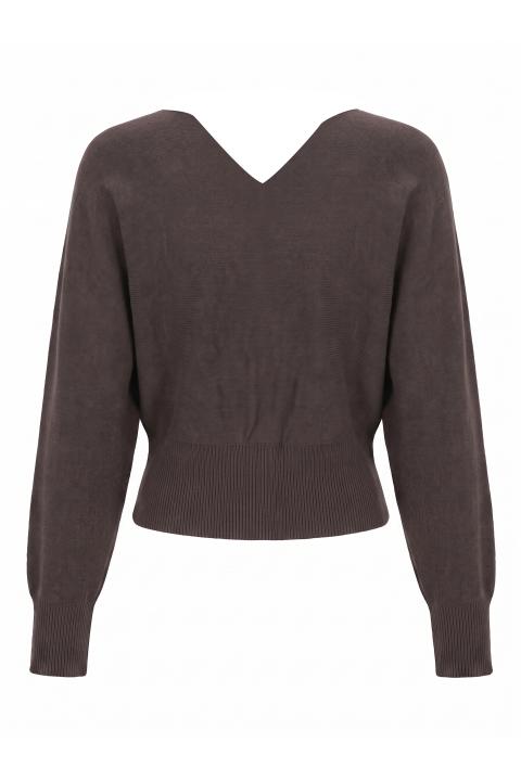 Maglia pipistrello scollo V cioccolato - Autunno - Inverno 2027 | Brend