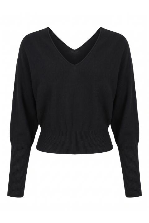 Maglia pipistrello scollo V nero - Autunno - Inverno 2027 | Brend