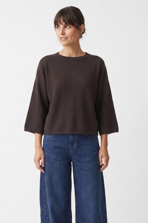 Maglia girocollo manica 3/4 cioccolato - Autunno - Inverno 2027 | Brend