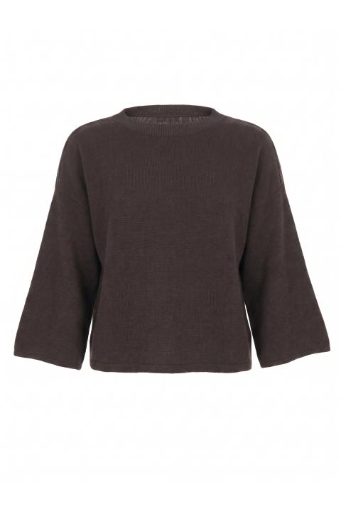 Maglia girocollo manica 3/4 cioccolato - Autunno - Inverno 2027 | Brend