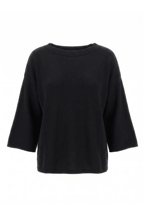 Maglia girocollo manica 3/4 nero - Autunno - Inverno 2027 | Brend