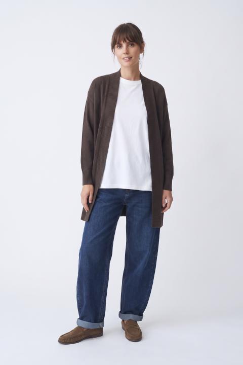 Cardigan lungo aperto cioccolato - Autunno - Inverno 2027 | Brend
