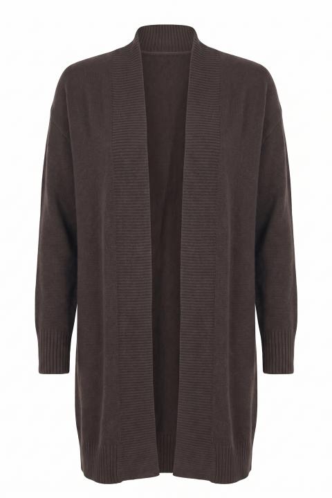 Cardigan lungo aperto cioccolato - Autunno - Inverno 2027 | Brend