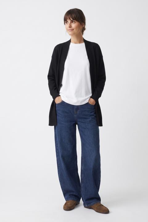 Cardigan lungo aperto nero - Autunno - Inverno 2027 | Brend