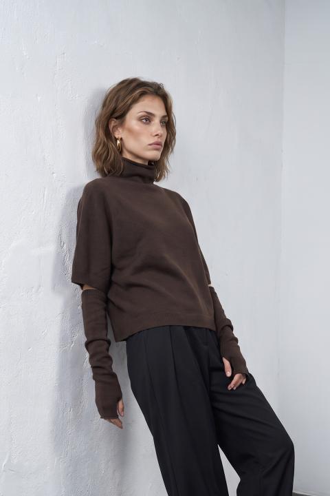 Maglia kimono manicotti cioccolato fondente - Autunno - Inverno 2027 | Brend