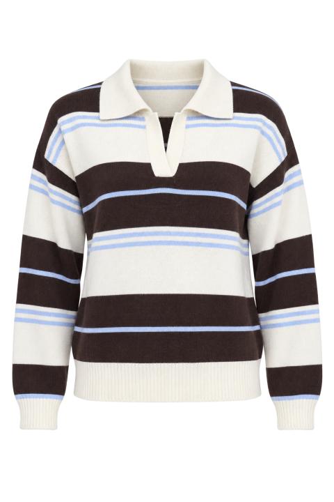 Maglia polo rigata panna/moro-celeste - Autunno - Inverno 2027 | Brend
