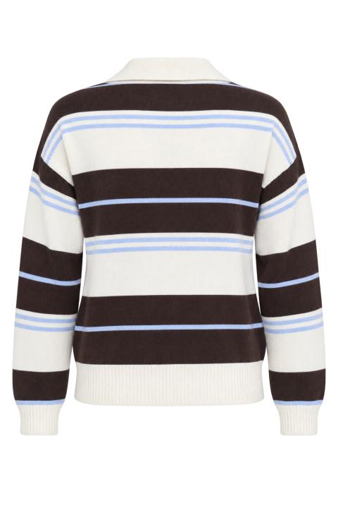 Maglia polo rigata panna/moro-celeste - Autunno - Inverno 2027 | Brend