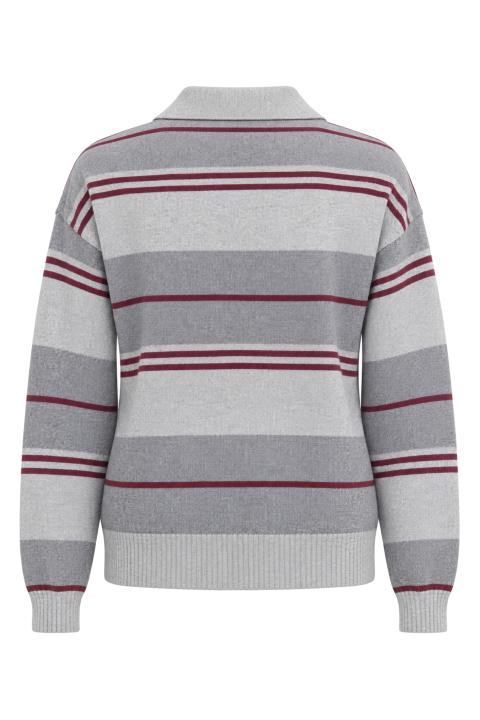 Maglia polo rigata perla/grigio-bordeaux - Autunno - Inverno 2027 | Brend