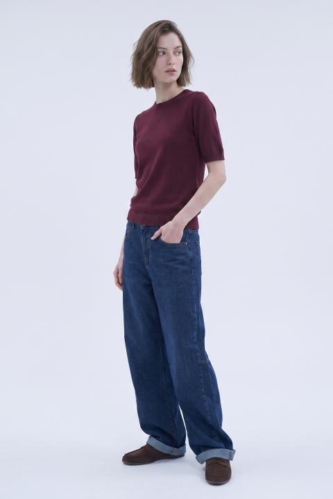 Maglia girocollo mezza manica burgundy - Autunno - Inverno 2027 | Brend