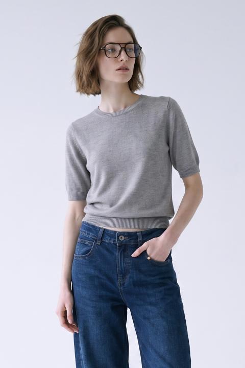 Maglia girocollo mezza manica grigio-perla - Autunno - Inverno 2027 | Brend
