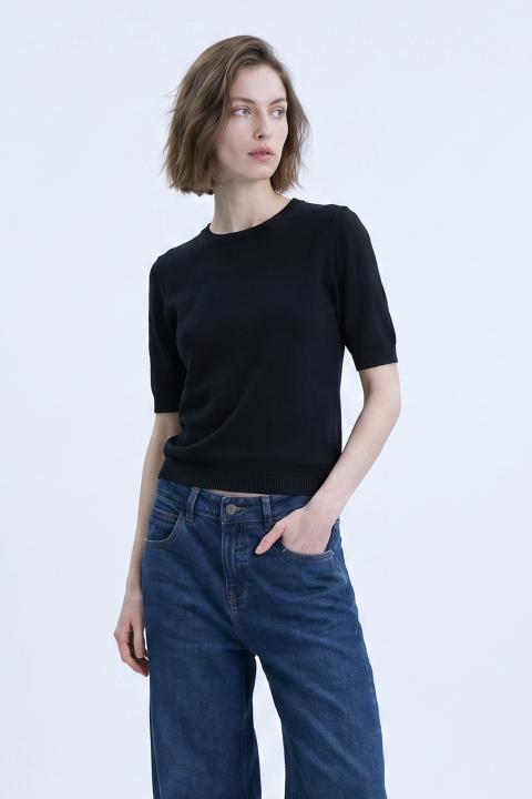 Maglia girocollo mezza manica nero - Autunno - Inverno 2027 | Brend
