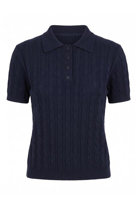 Maglia polo mezza manica treccia blu - Autunno - Inverno 2027 | Brend