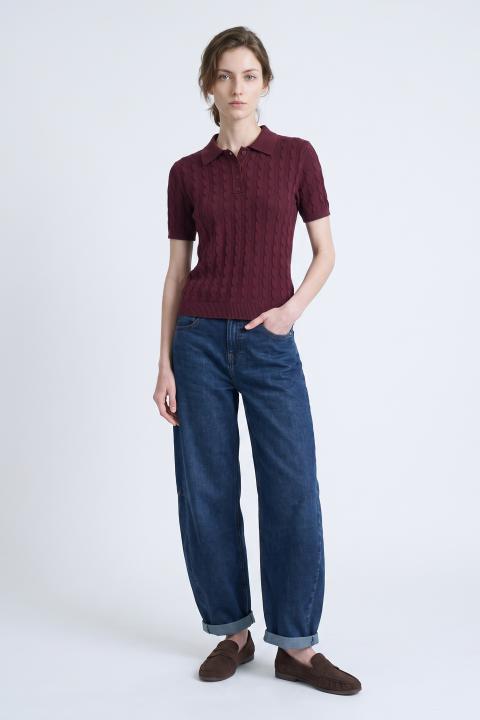 Maglia polo mezza manica treccia burgundy - Autunno - Inverno 2027 | Brend