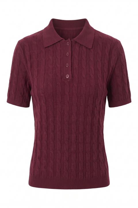 Maglia polo mezza manica treccia burgundy - Autunno - Inverno 2027 | Brend