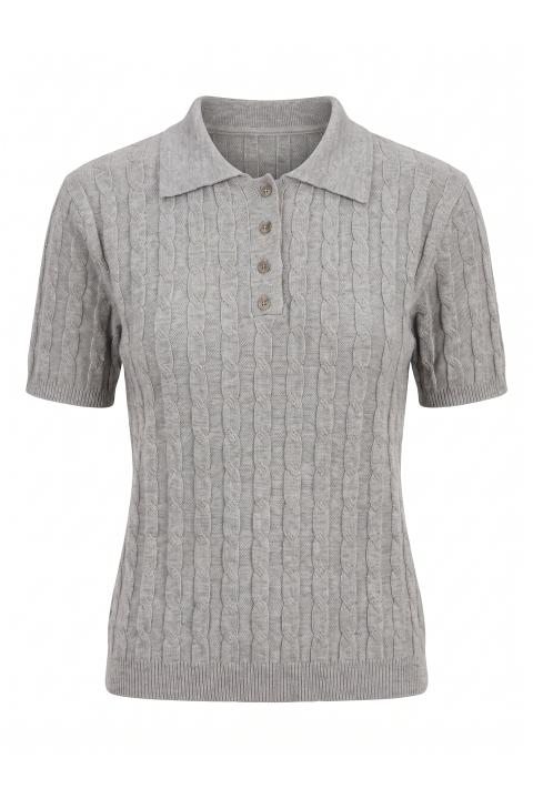 Maglia polo mezza manica treccia grigio-perla - Autunno - Inverno 2027 | Brend