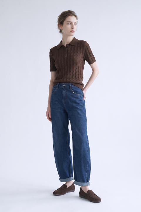 Maglia polo mezza manica treccia moro - Autunno - Inverno 2027 | Brend