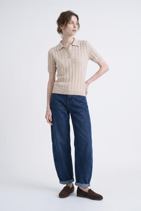 Maglia polo mezza manica treccia naturale - Autunno - Inverno 2027 | Brend