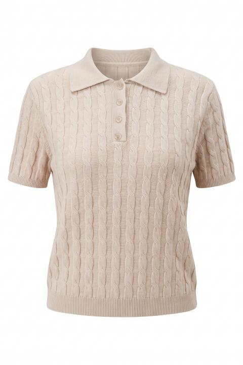 Maglia polo mezza manica treccia naturale - Autunno - Inverno 2027 | Brend