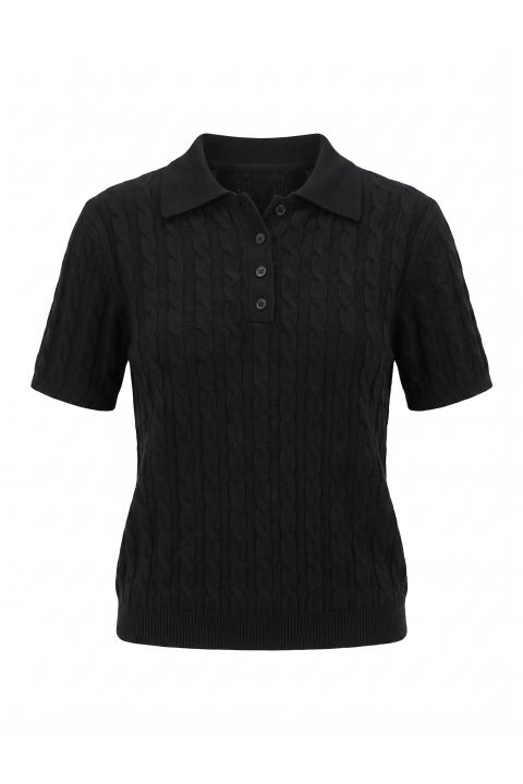 Maglia polo mezza manica treccia nero - Autunno - Inverno 2027 | Brend