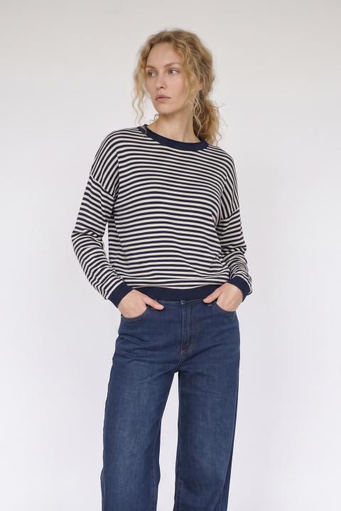 Maglia girocollo righe blu - Autunno - Inverno 2027 | Brend