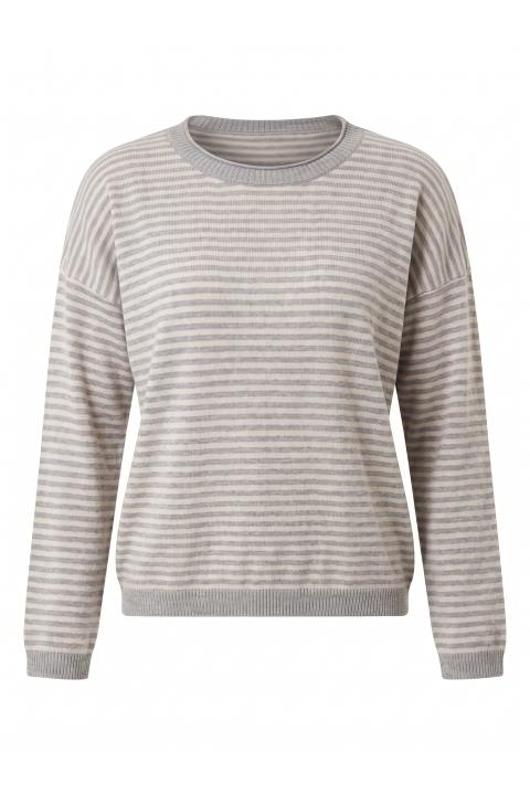 Maglia girocollo righe grigio-perla - Autunno - Inverno 2027 | Brend
