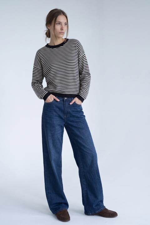 Maglia girocollo righe nero - Autunno - Inverno 2027 | Brend