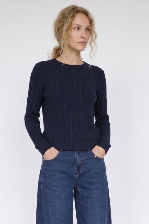 Maglia girocollo treccia blu - Autunno - Inverno 2027 | Brend