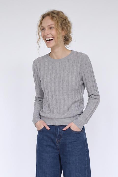 Maglia girocollo treccia grigo perla - Autunno - Inverno 2027 | Brend