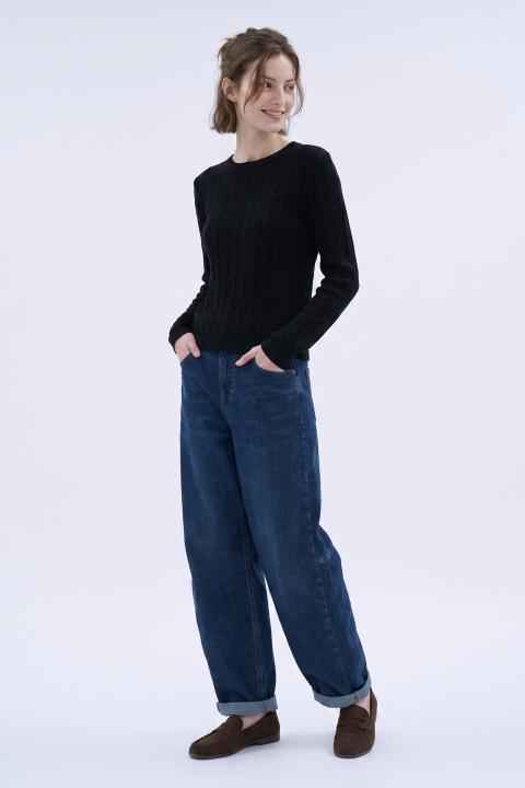 Maglia girocollo treccia nero - Autunno - Inverno 2027 | Brend